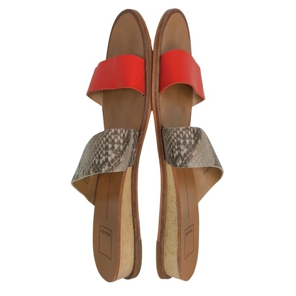 Dolce Vita Paci Snake Print Bright Orange Wedge Sandals SIZE 10 - Picture 7 of 11